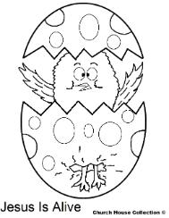 Easter Chick Popping out of Egg coloring pages- Easter Coloring Pages- Jesus is Alive
